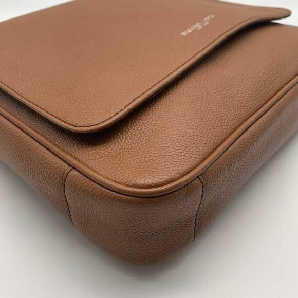 Michael Kors Medium Brown Crossgrain Leather Harrison Messenger Bag - Picture 6 of 11